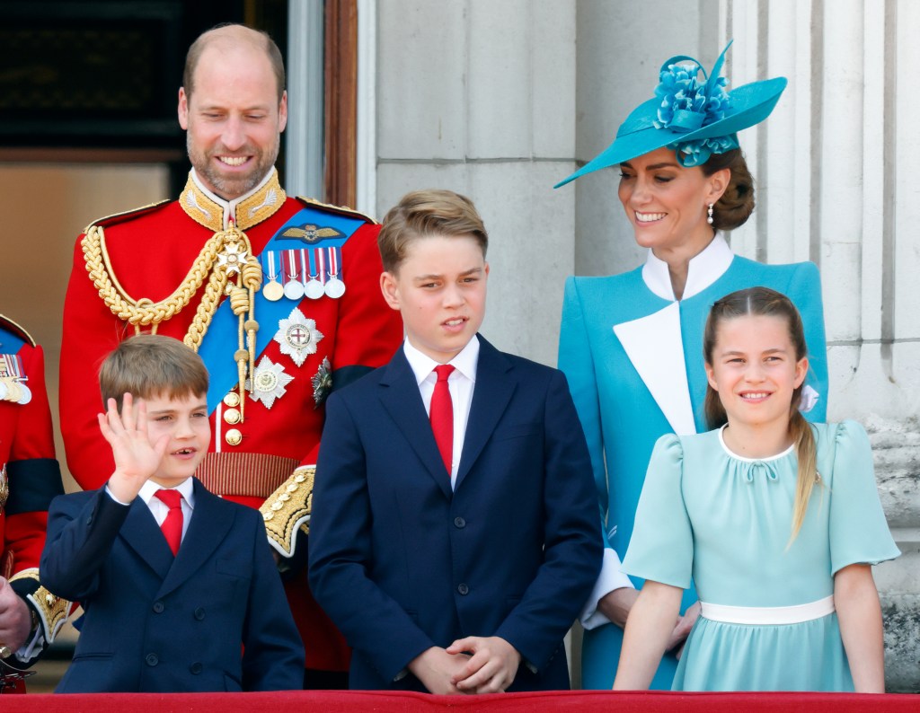 Prince William, Kate Middleton, Prince George, Princess Charlotte, and Prince Louis in June 2025. 
