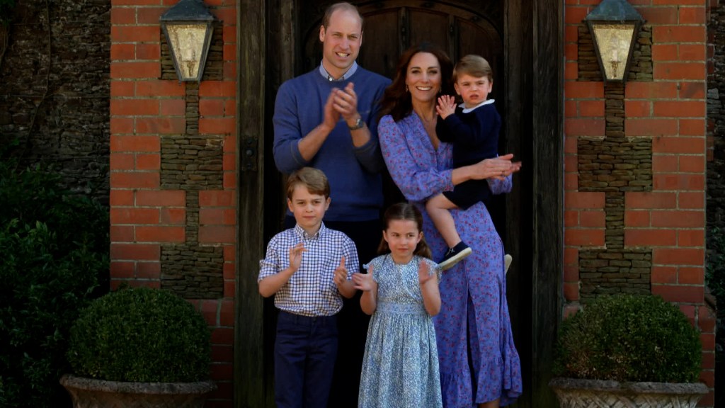 Prince William, Kate Middleton, Prince George, Princess Charlotte, and Prince Louis in April 2020. 