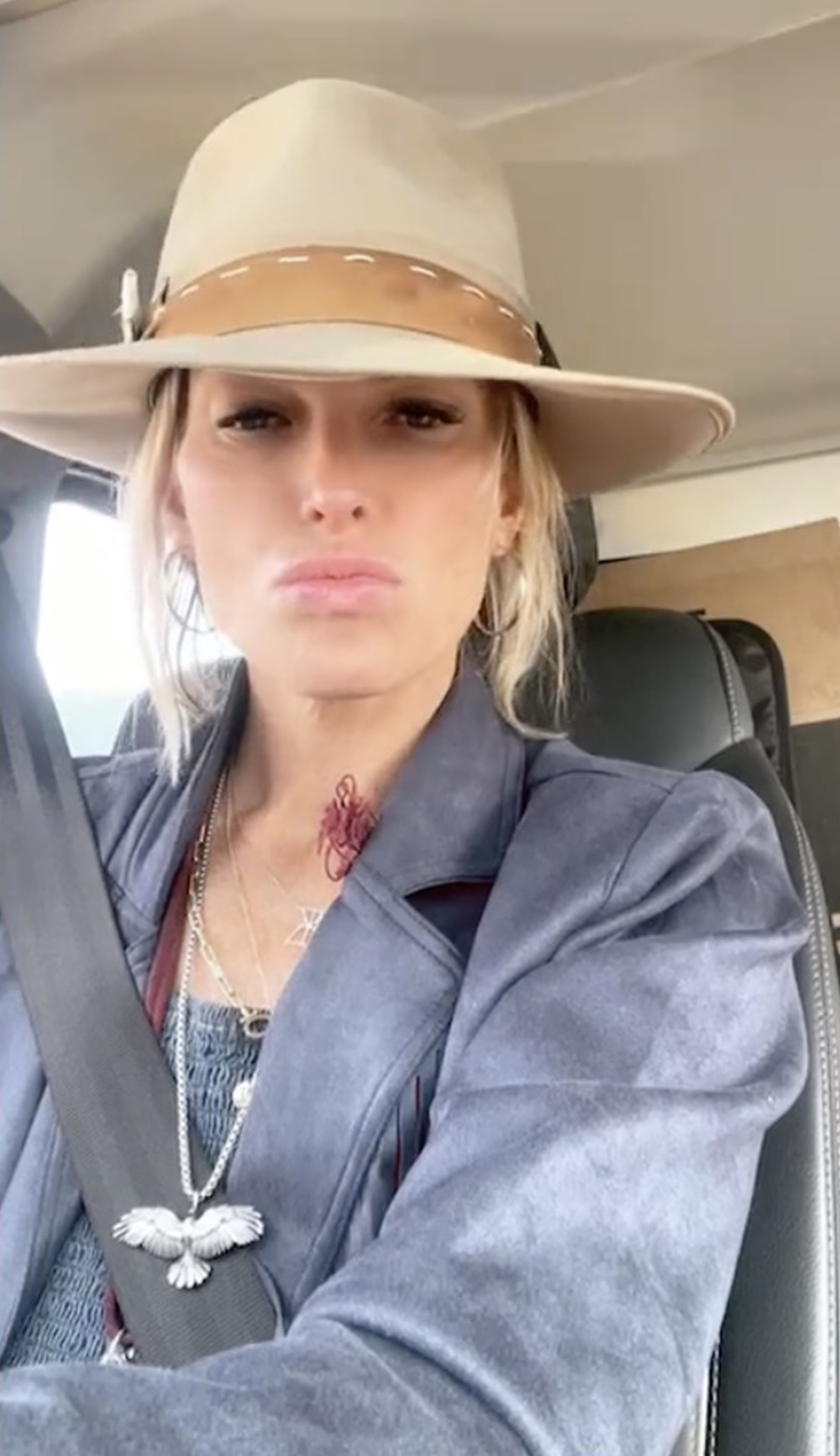 Kelley Wolf in a hat. 