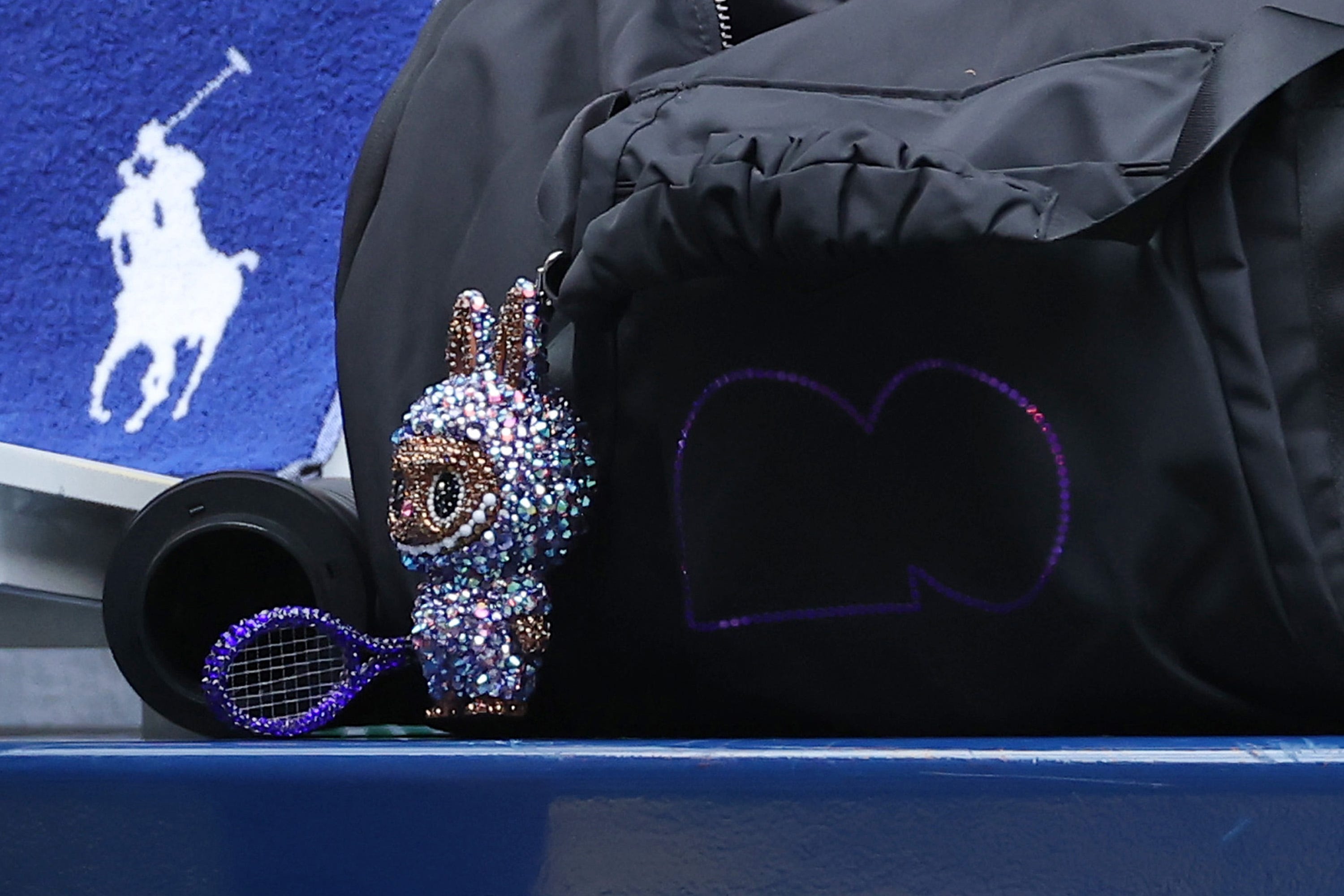 The labubu of Naomi Osaka of Japan is seen before their Women's Singles Second Round match against Hailey Baptiste of the United States on Day Five of the 2025 US Open.