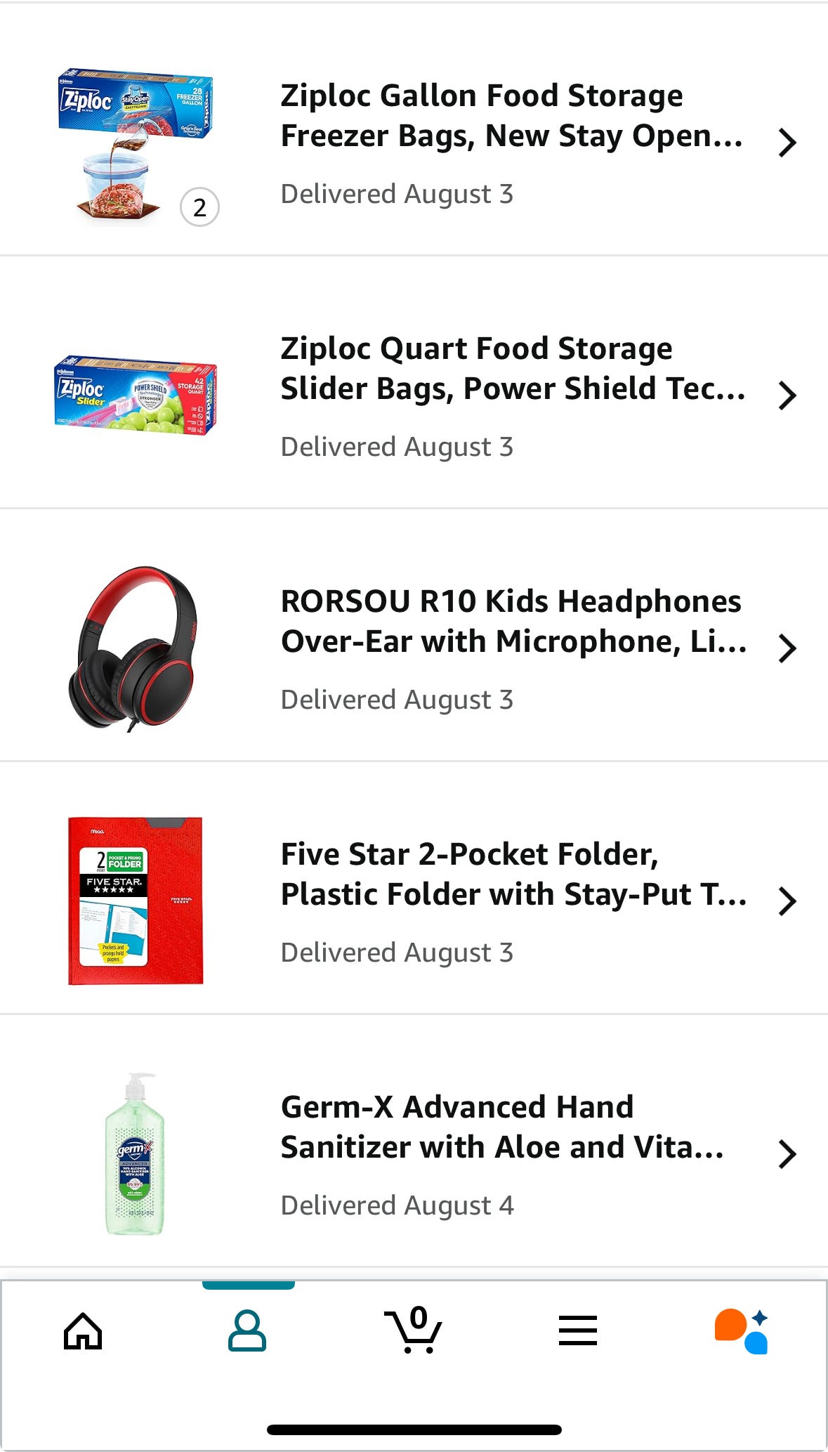 Amazon shopping list