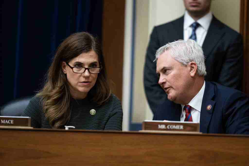 Reps. Nancy Mace and James Comer at a House Oversight hearing on unidentified anomalous phenomena.