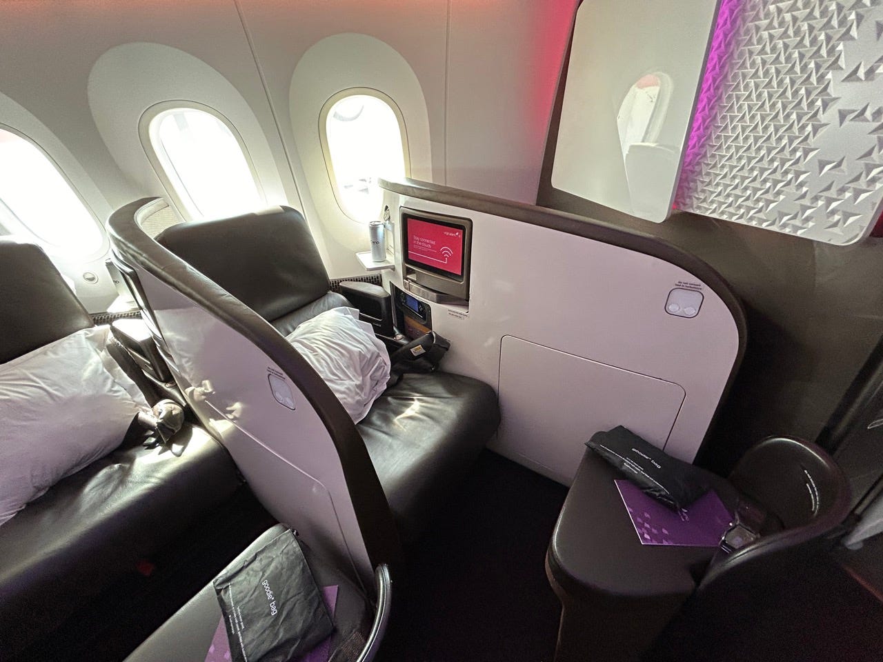 Business-class seat on Virgin Atlantic plane