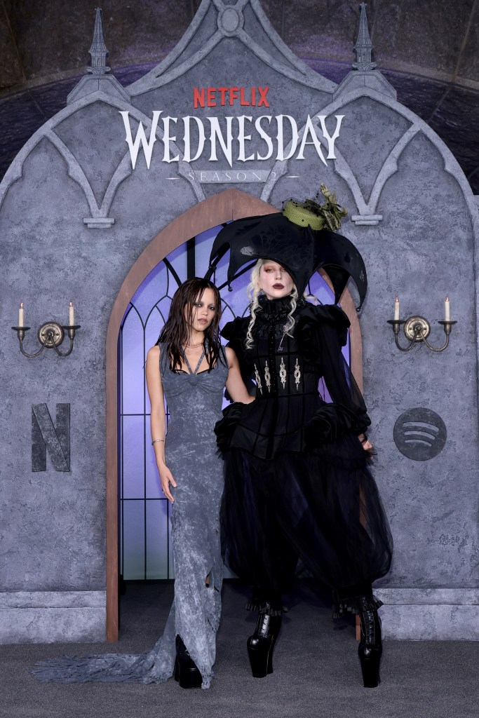 Jenna Ortega and Lady Gaga at Spotify and Netflix's 