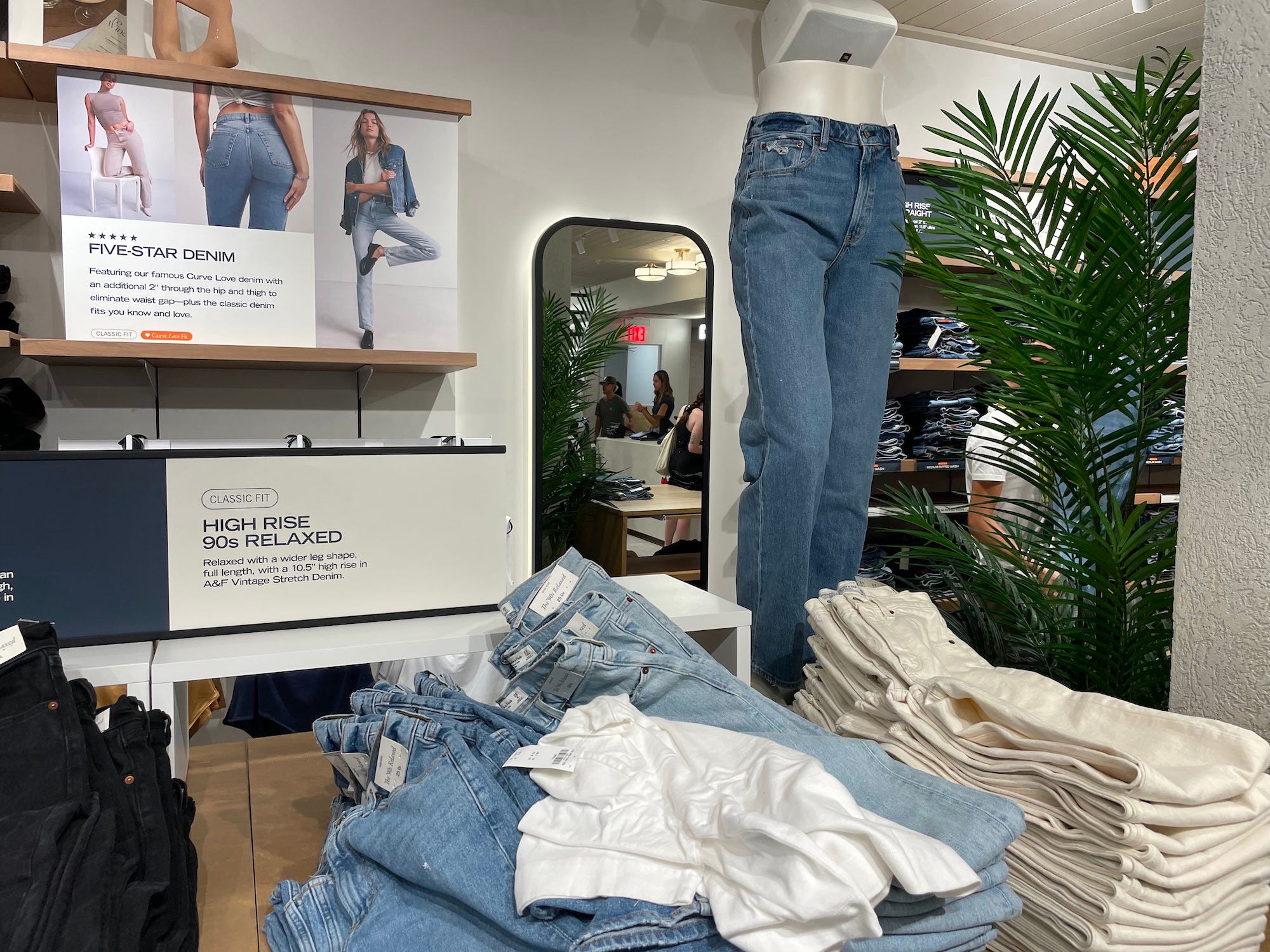 jeans on display in abercrombie