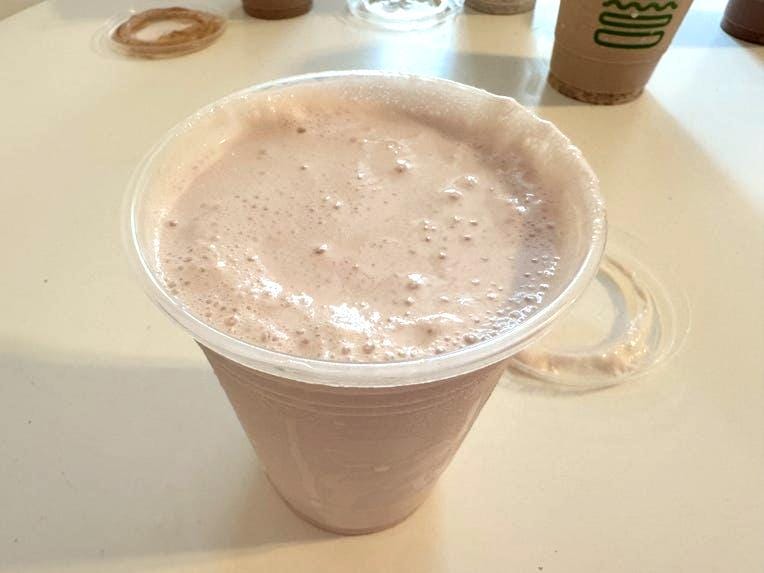 Inside the strawberry shake.