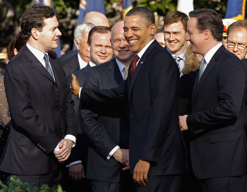 President Barack Obama, Prime Minister David Cameron and Chancellor of the Exchequer George Osborne