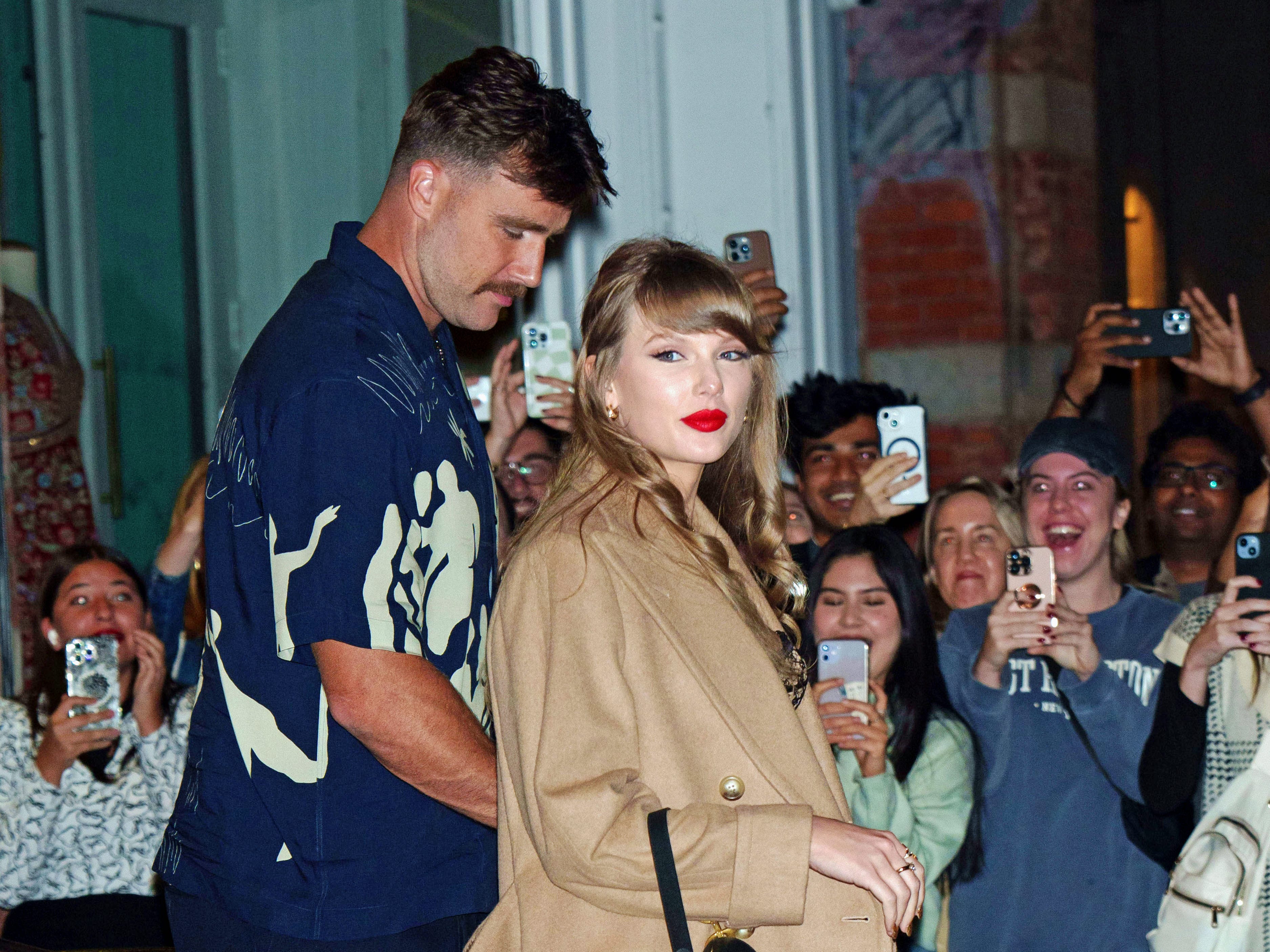 Travis Kelce and Taylor Swift photographed together in New York City.