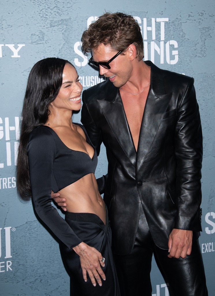 Zoe Kravitz and co-star Austin Butler share a cozy moment at a screening of “Caught Stealing” at the Regal Union Square this week.
