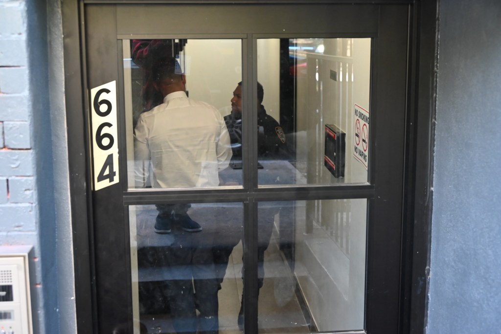 NYPD officers at 664 Union Avenue, Bronx, NY, following an arrest.