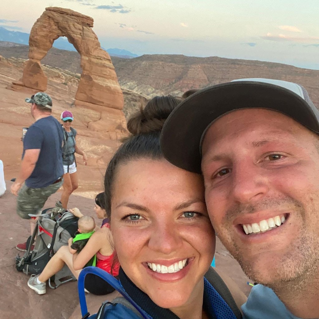 Ariean Fabrizio Colton and her husband Tyler at Arches National Park.