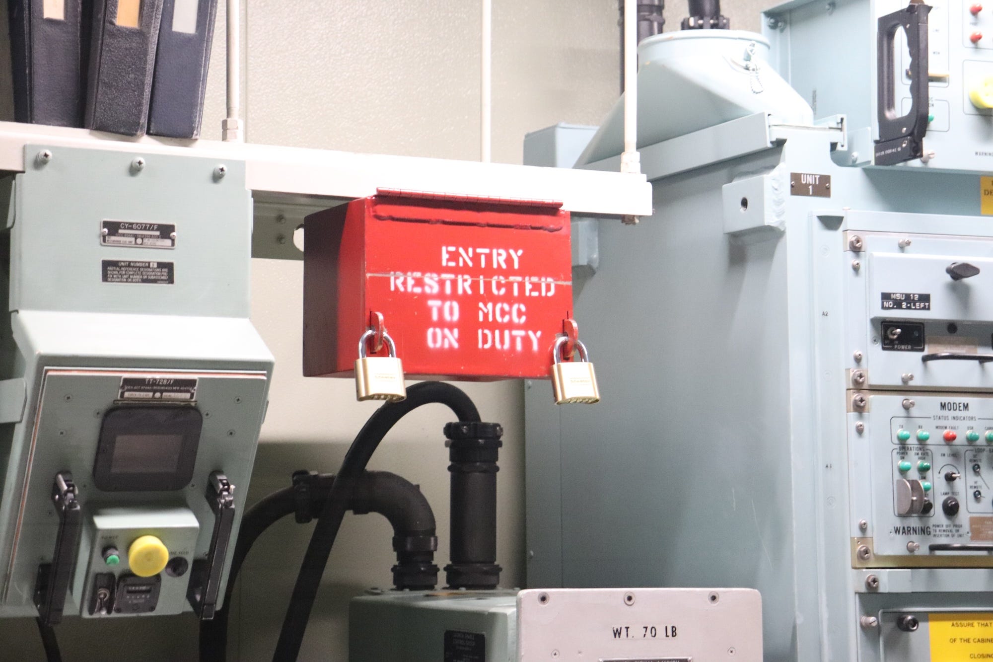 The "Emergency War Order" safe in a Minuteman II missile procedures trainer.