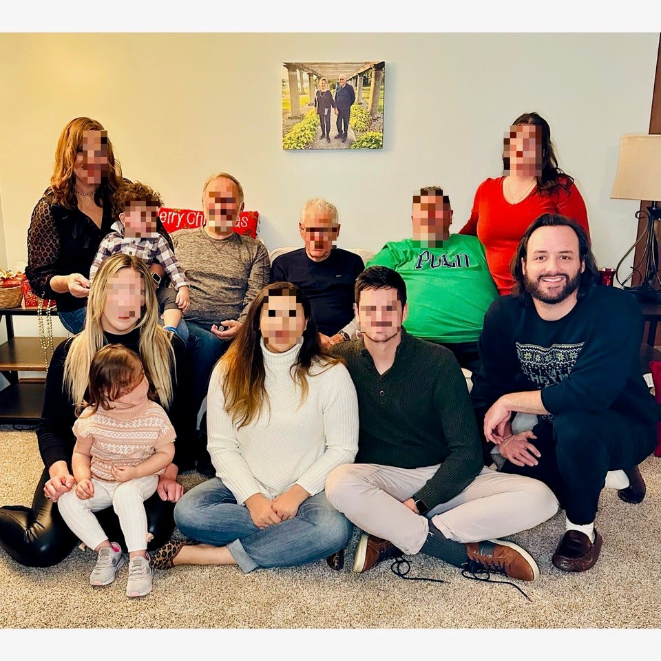 Trevor Gebhardt and his family at Christmas at his parent's house