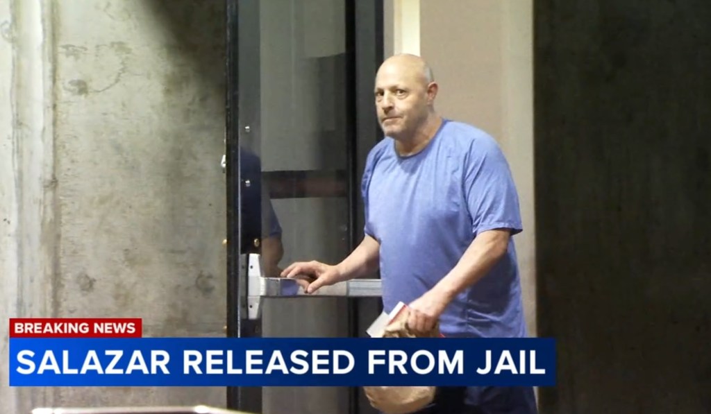 Salazar being released from jail.