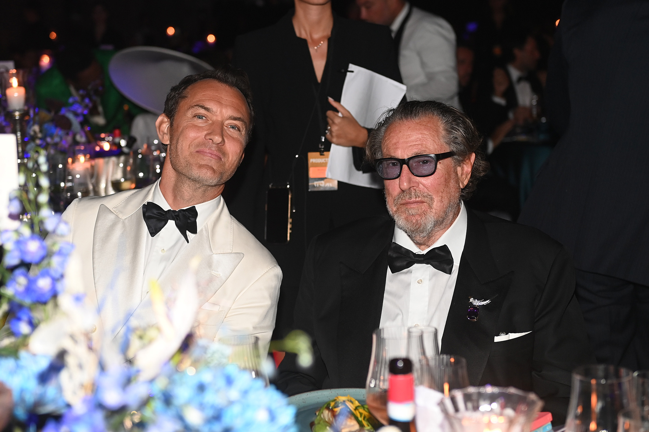 Jude Law and Julian Schnabel attend the amfAR Gala Venezia 2025 presented by World Gold Council