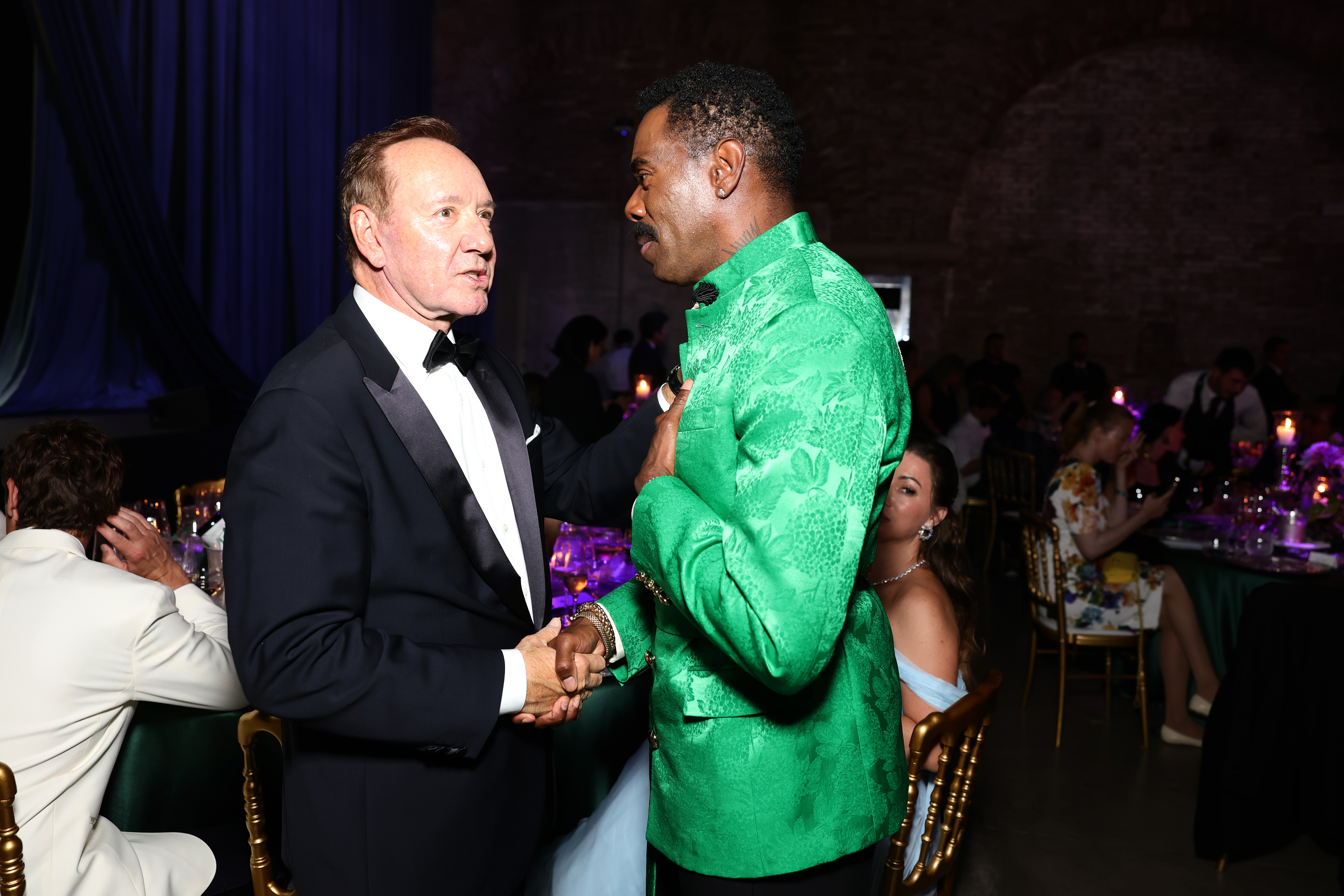 Kevin Spacey and Colman Domingo attend the amfAR Gala Venezia 2025 presented by World Gold Council