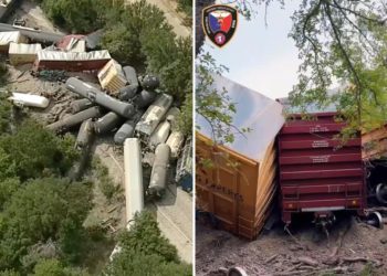35 Union Pacific train cars derail in horrific scene in small Texas town