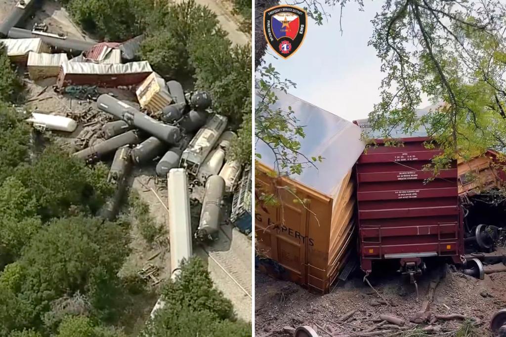 35 Union Pacific train cars derail in horrific scene in small Texas town