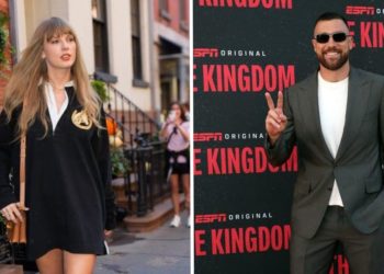 Taylor Swift got engaged in a Ralph Lauren dress that subtly matched Travis Kelce’s outfit