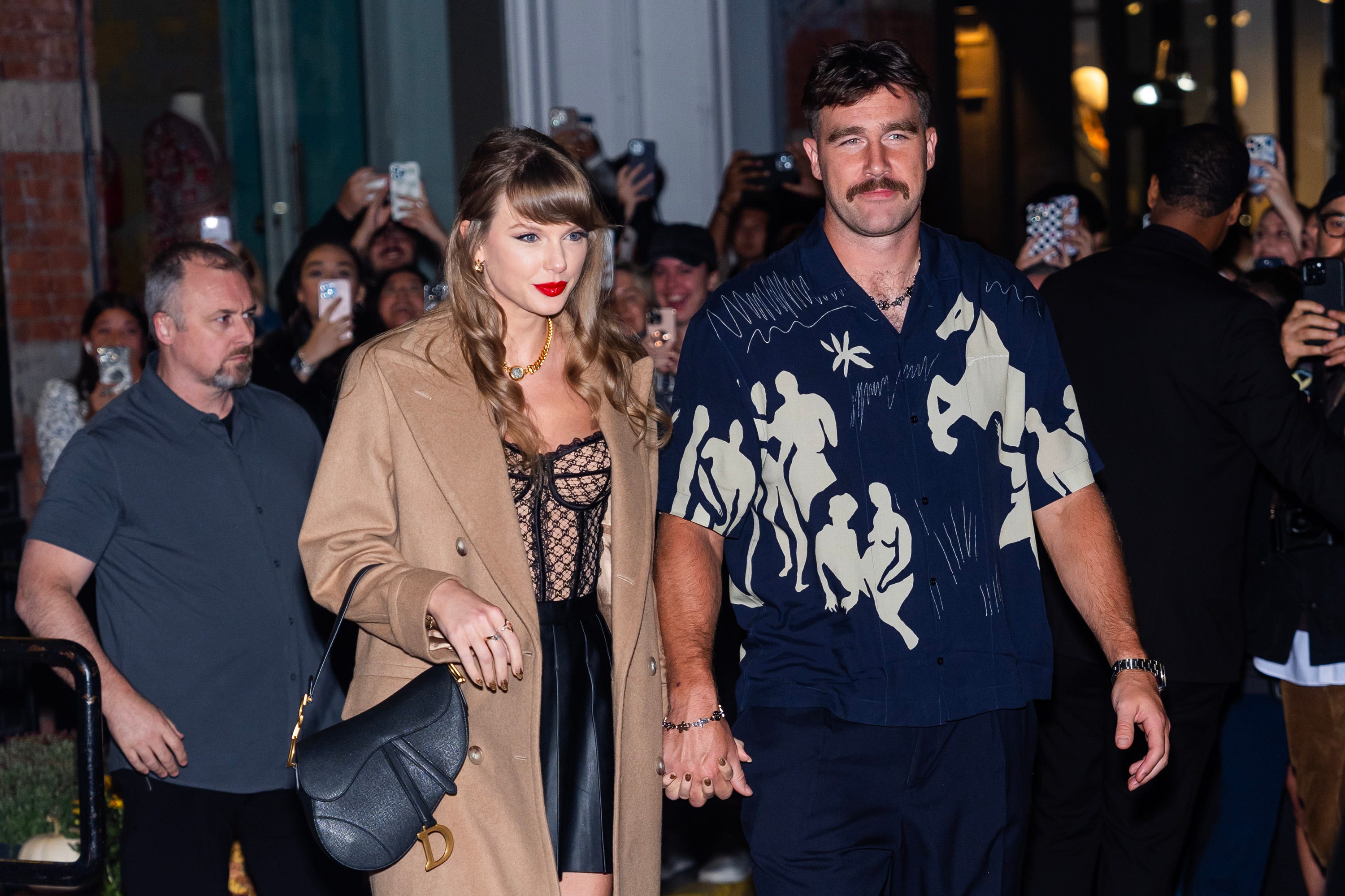Taylor Swift and Travis Kelce are seen in SoHo on October 11, 2024 in New York City.