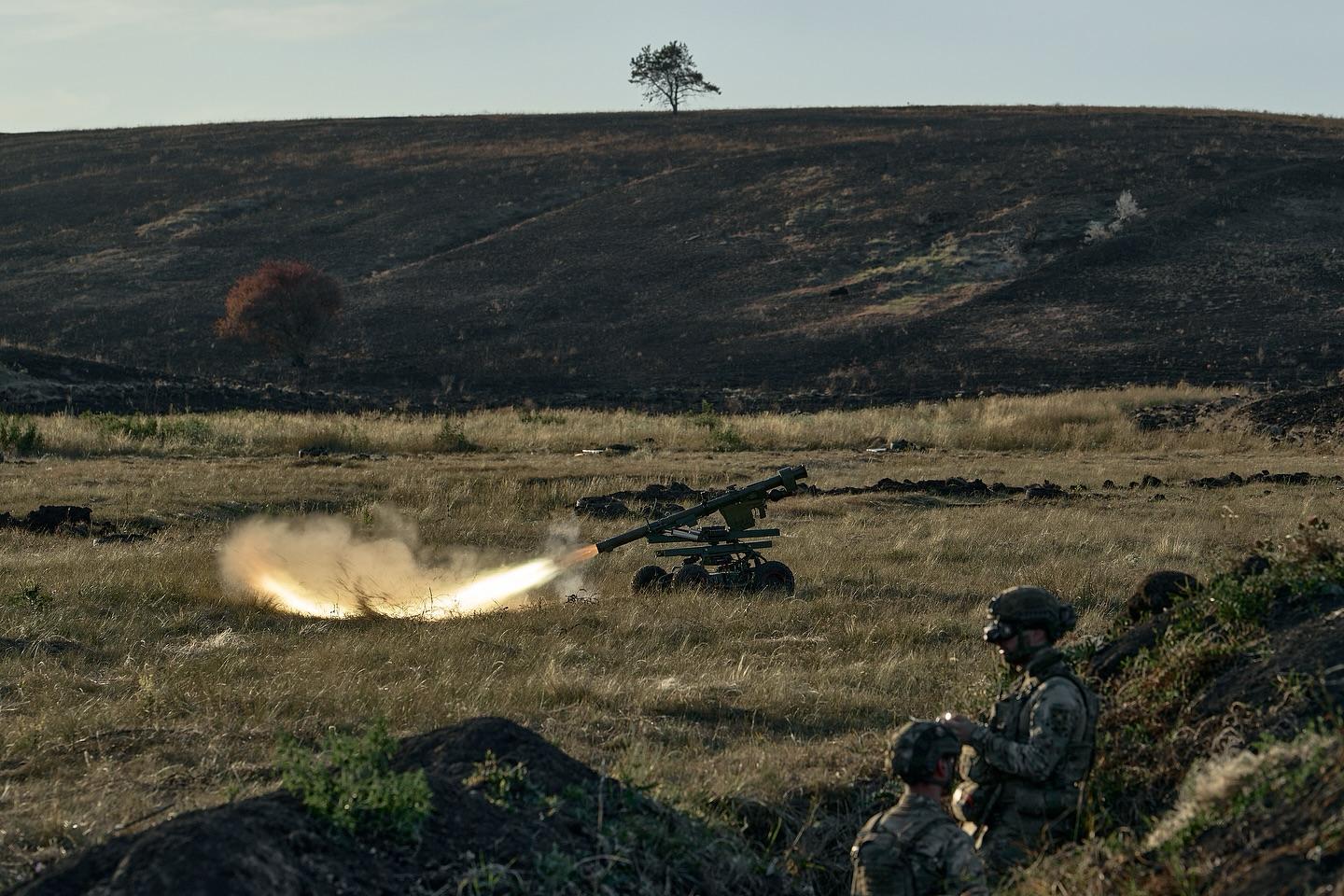 A ground robot with a surface-to-air missile launcher in Ukraine.