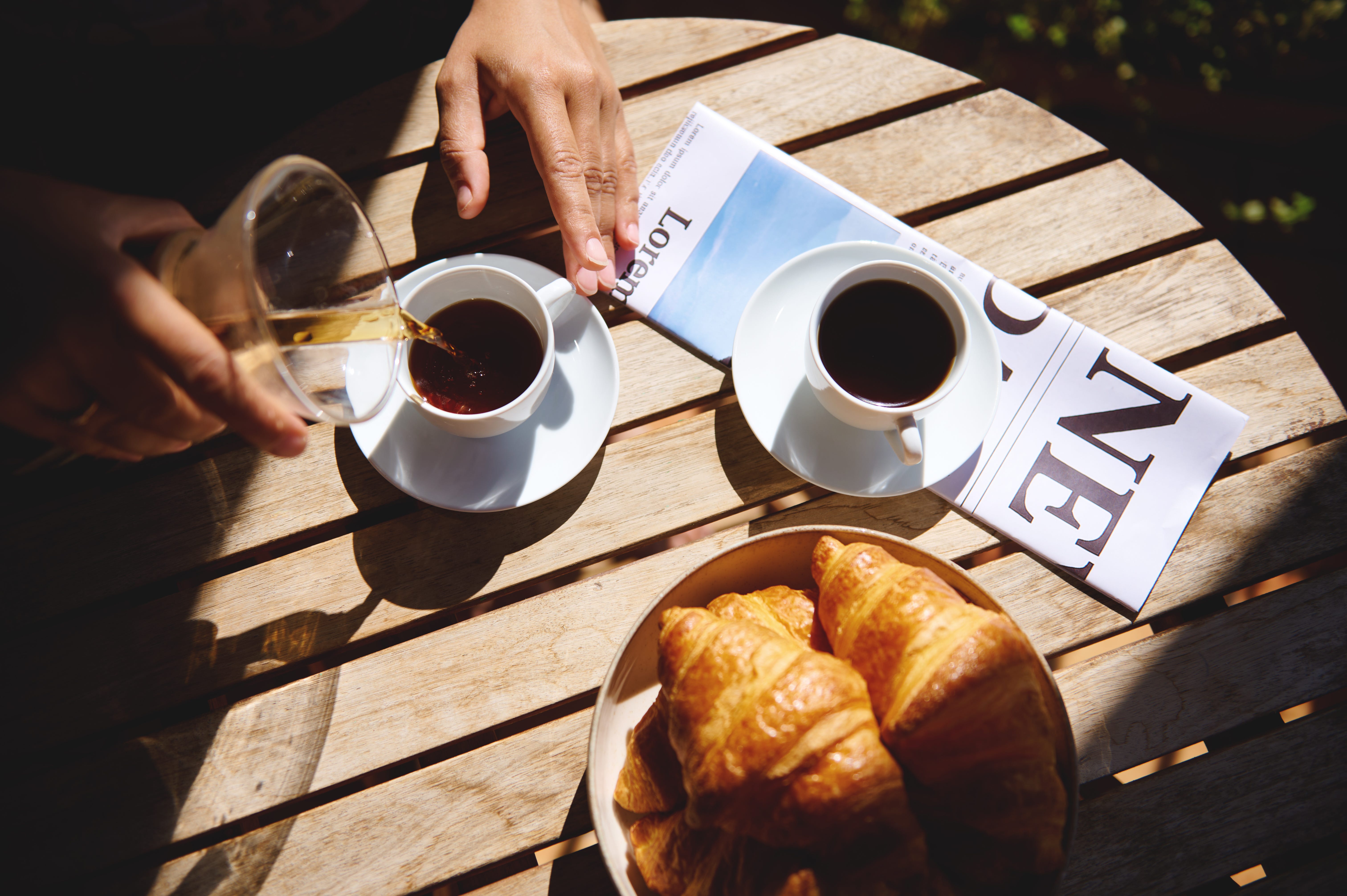 breakfast croissants coffee