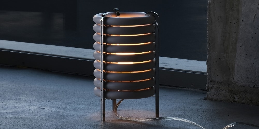 Akasaki & Vanhuyse Crafts the WA Table Lamp From Upcycled Train Straps