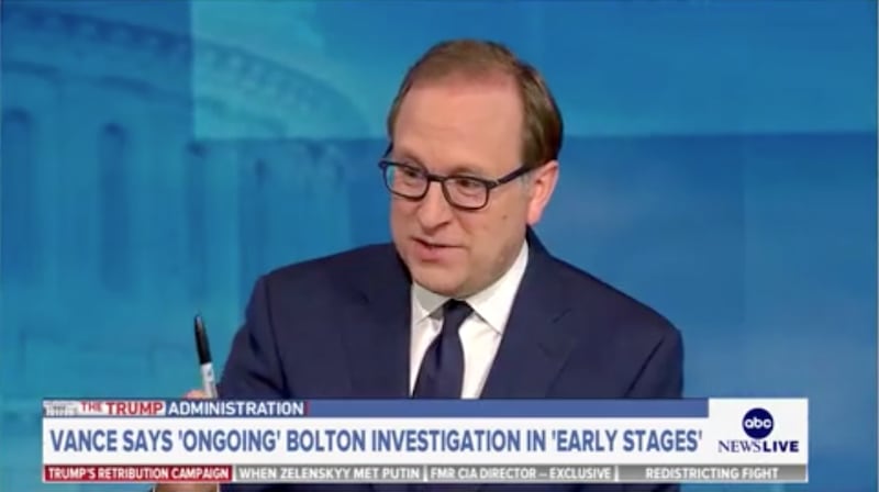 A medium shot of Jonathan Karl speaking on the ABC News set.