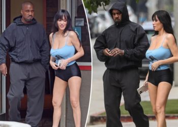 Bianca Censori goes braless in plunging tank top and hot pants for movie date with Kanye West