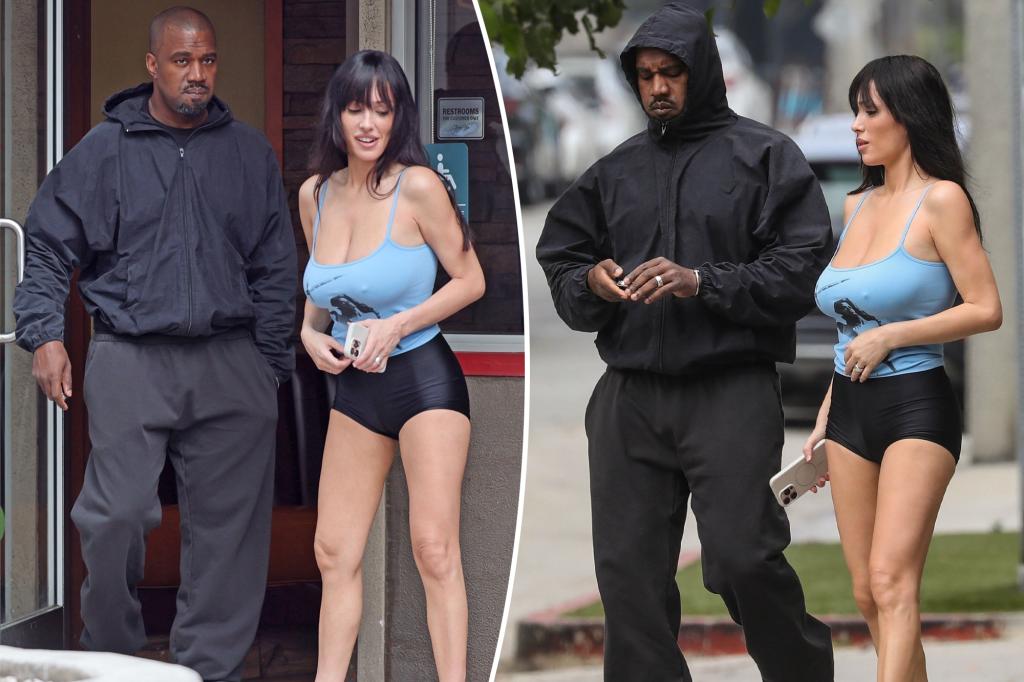Bianca Censori goes braless in plunging tank top and hot pants for movie date with Kanye West