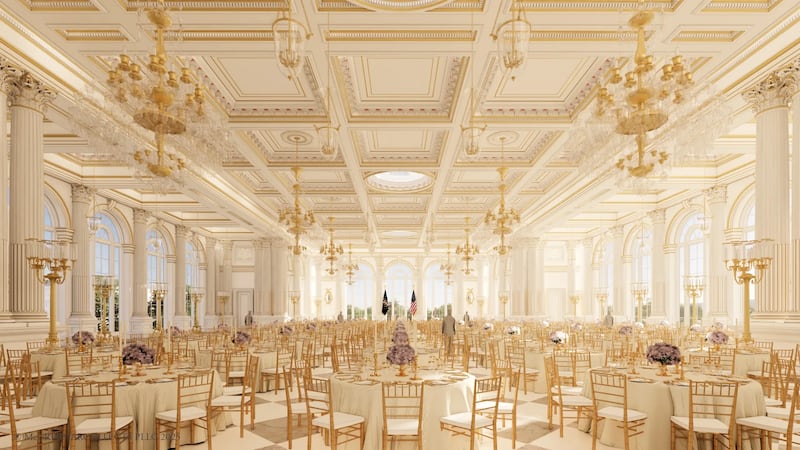 State Ballroom interior view looking south.