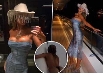 Brooks Nader rocks nothing but thong bikini bottoms during fun-filled getaway in Italy