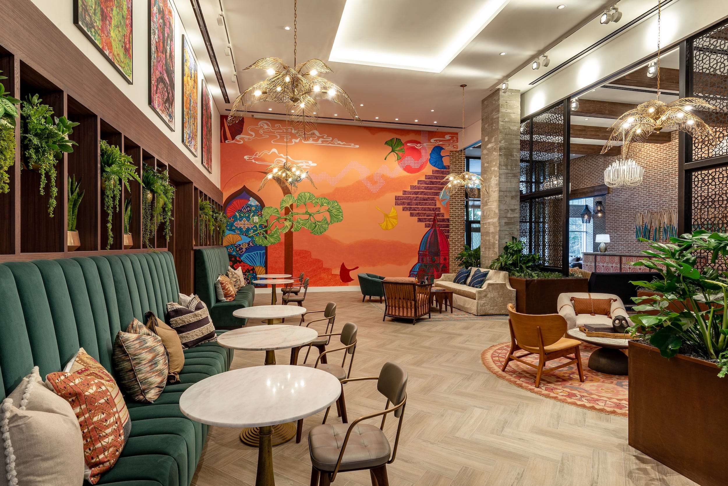 A common area in an apartment development.