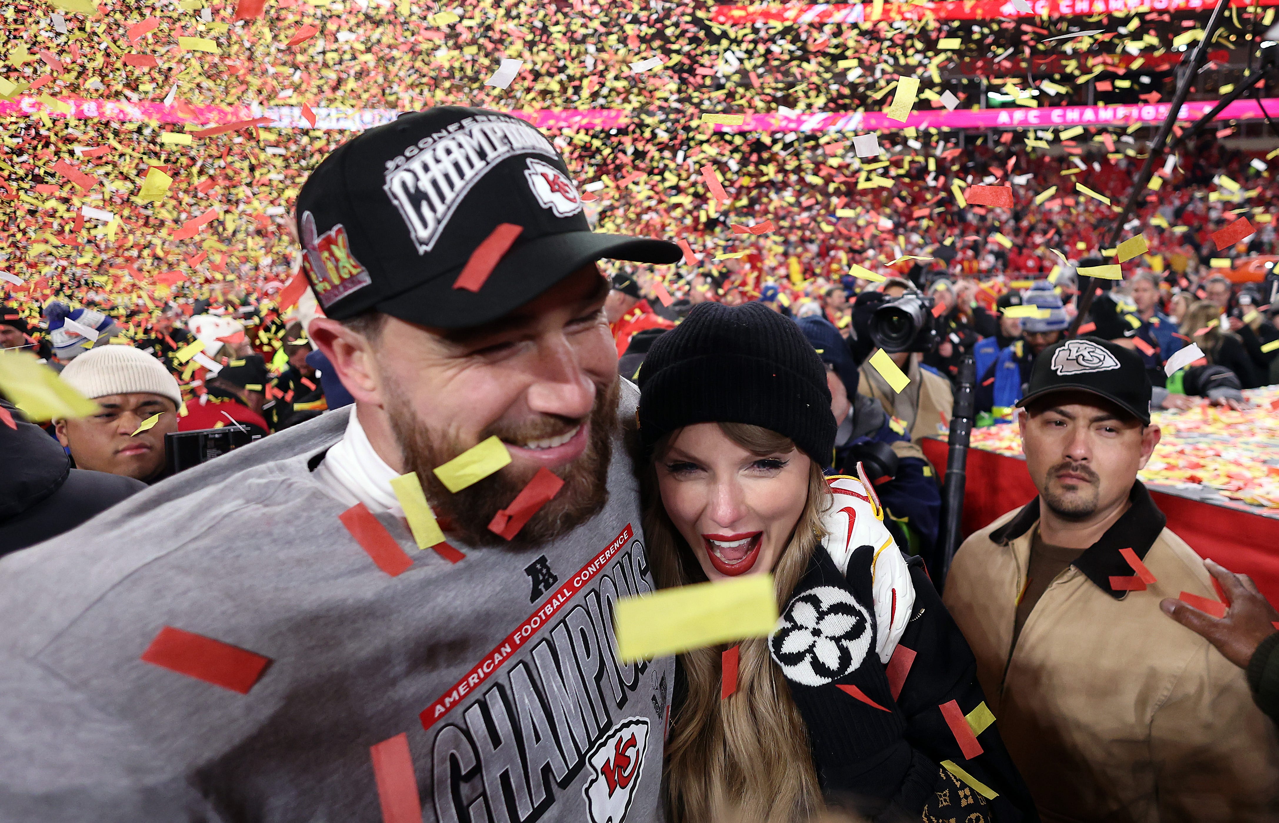 Travis Kelce and Taylor Swift at the Super Bowl