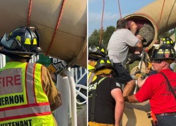 Connecticut firefighters slice open playground slide to rescue 40-year-old man stuck inside
