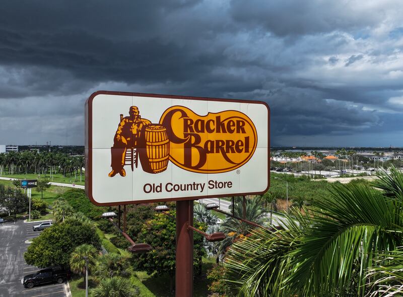 A Cracker Barrel in a stormy sky