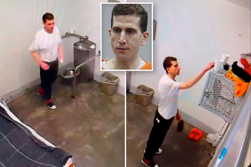 Eerie leaked videos of Bryan Kohberger with red hands inside cell being probed by Idaho prison