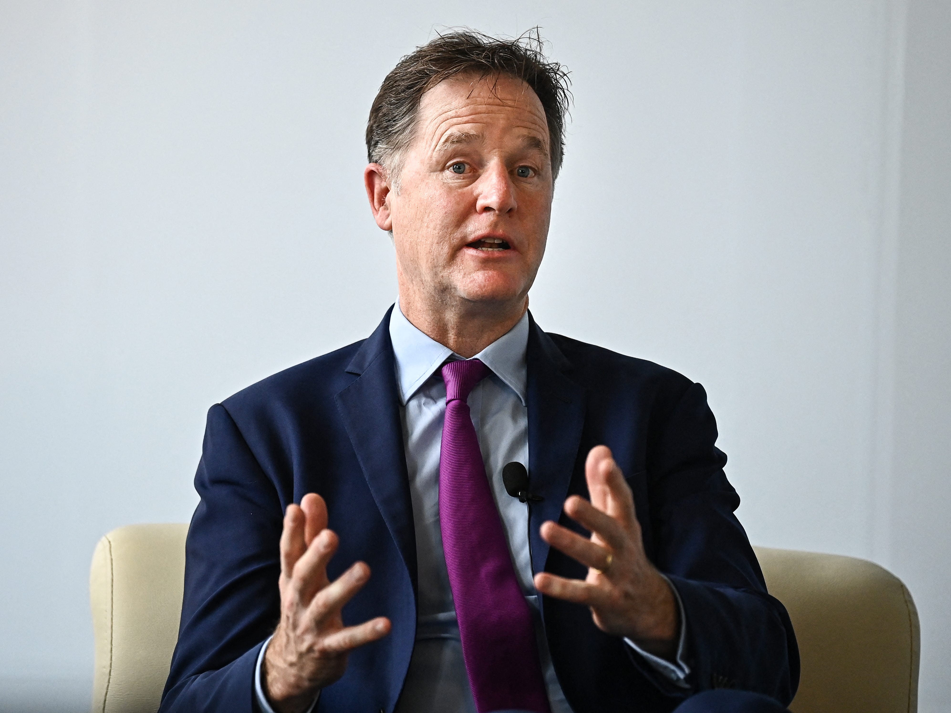 Nick Clegg speaking at a press conference in Hanoi, Vietnam.