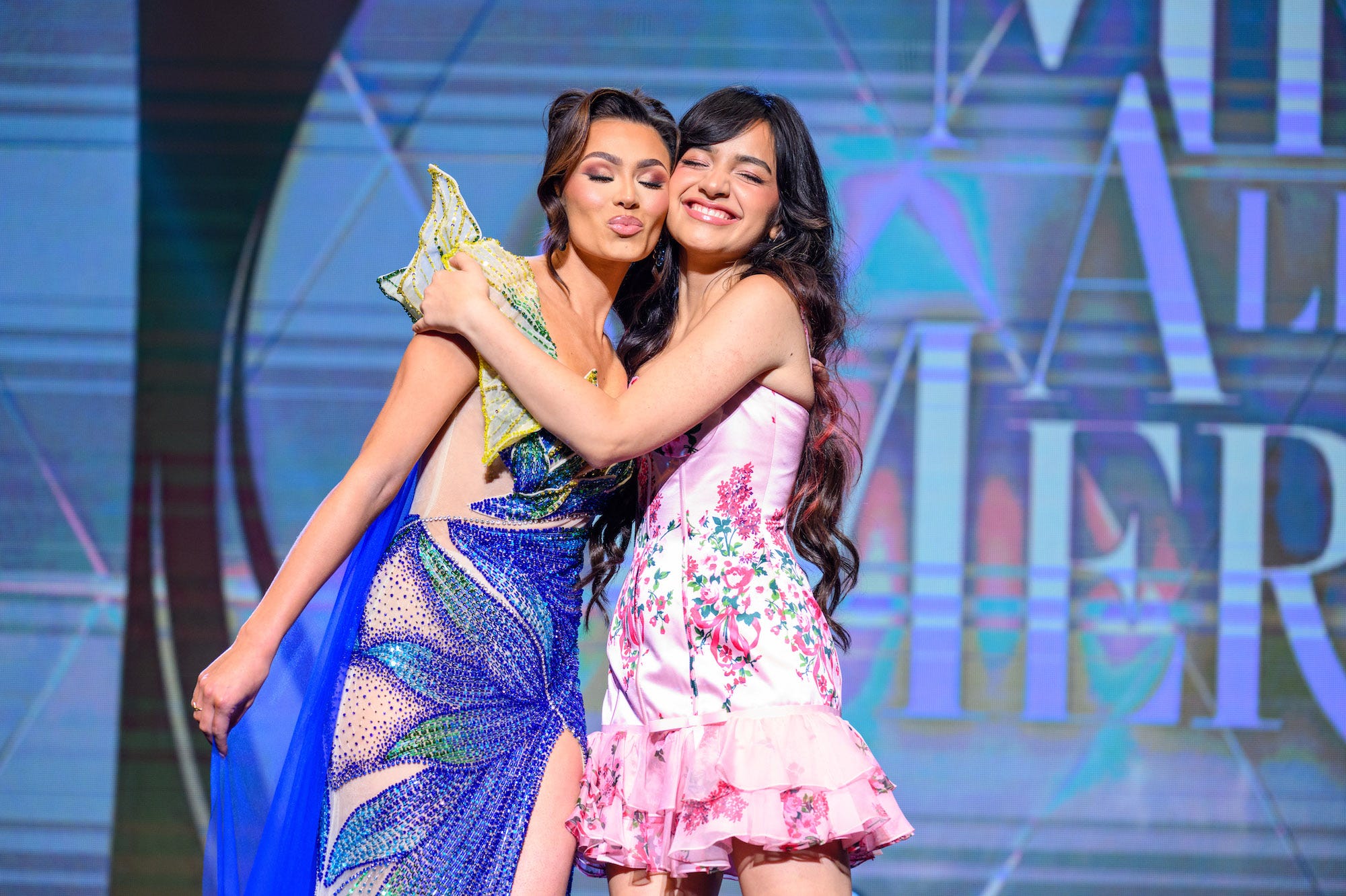 Noelia Voigt and UmaSofia Srivastava at the Miss All-American pageant on August 2 in Charleston, South Carolina.