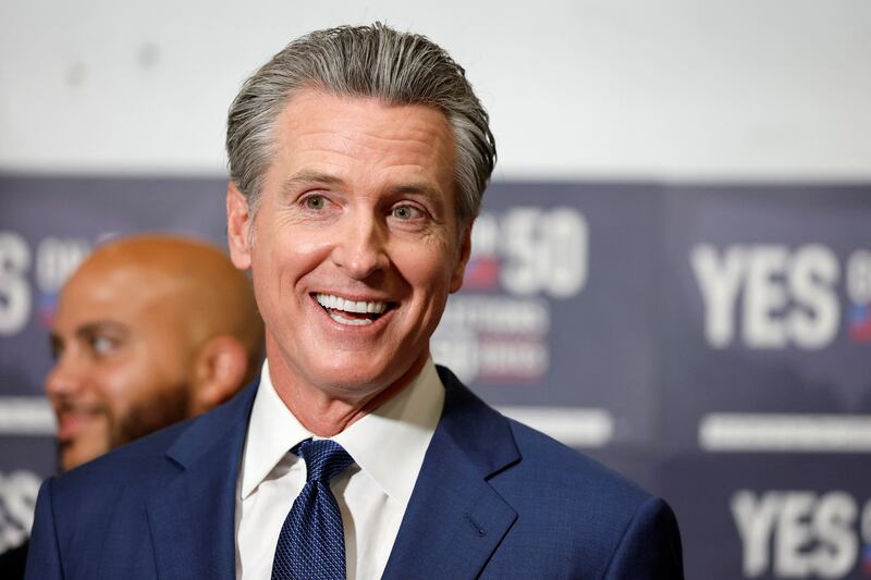 California Governor Gavin Newsom speaks after he and other lawmakers signed the "Election Rigging Response Act" in Sacramento, California, U.S., August 21, 2025. REUTERS/Fred Greaves