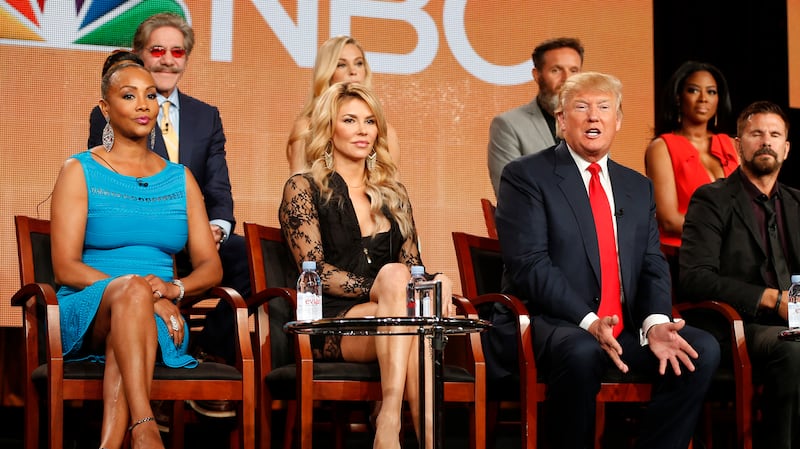 Geraldo Rivera, top left, and Donald Trump on The Celebrity Apprentice in 2015.