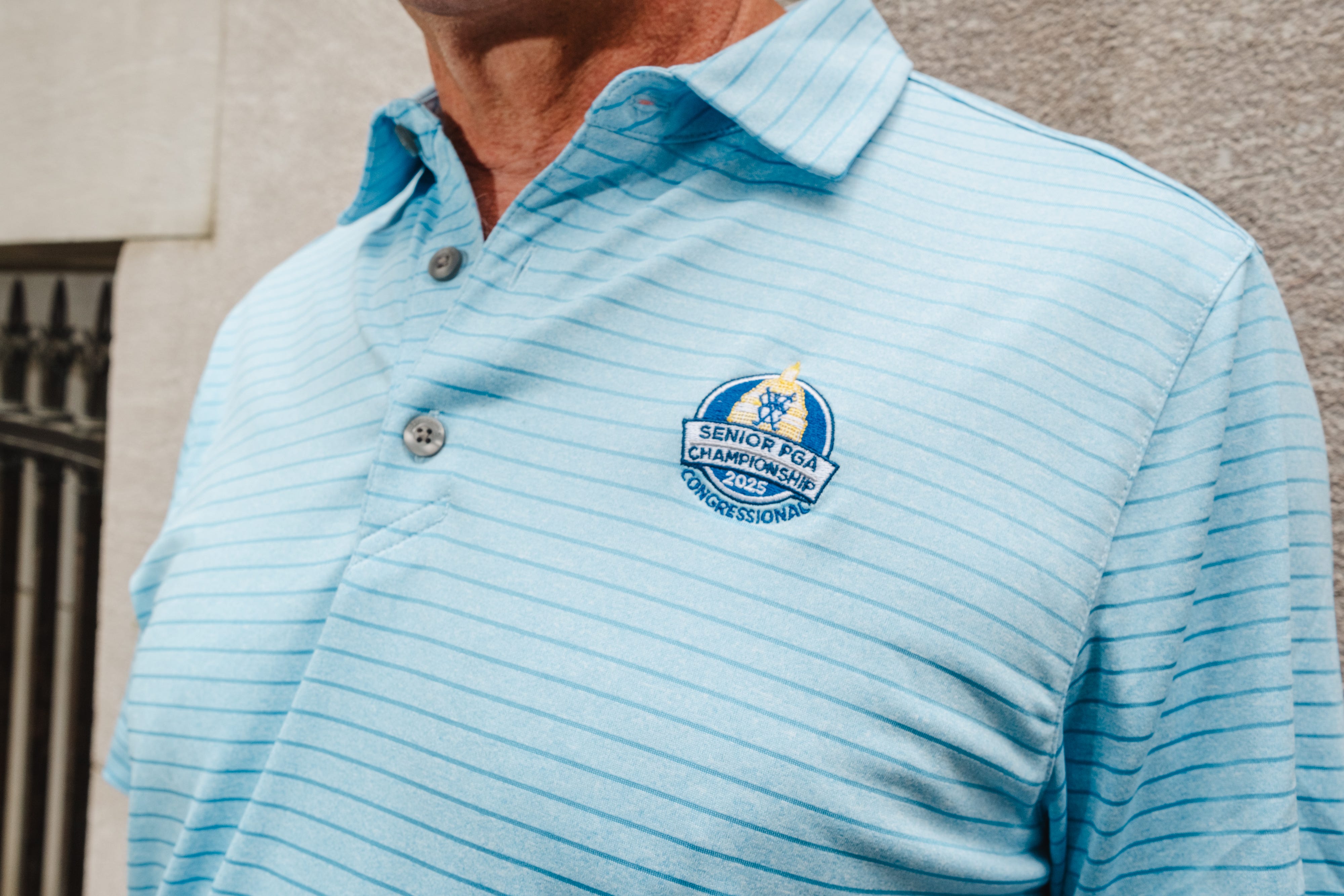 A close up of a golf polo