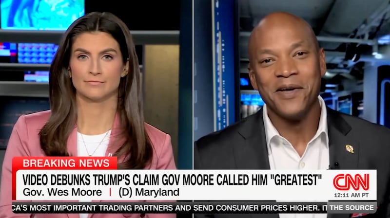Wes Moore contradicts Trump's version of events on CNN.