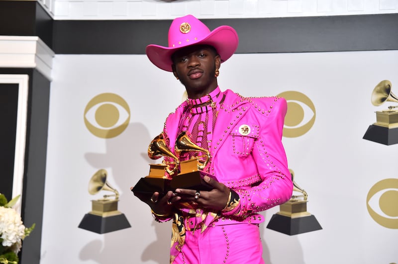 LOS ANGELES, CALIFORNIA - JANUARY 26: Lil Nas X, winner of Best Pop Duo/Group Performance for "Old Town Road" and Best Music Video for "Old Town Road (Official Movie)", poses in the press room during the 62nd Annual GRAMMY Awards at STAPLES Center on January 26, 2020 in Los Angeles, California. (Photo by Alberto E. Rodriguez/Getty Images for The Recording Academy)