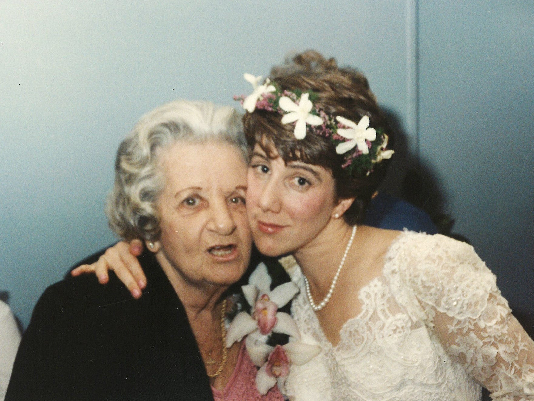 The author on her wedding day with her grandmother.