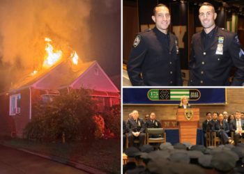 Hero cops who saved sleeping residents from NYC house fire promoted at NYPD ceremony: ‘Uncommon valor’