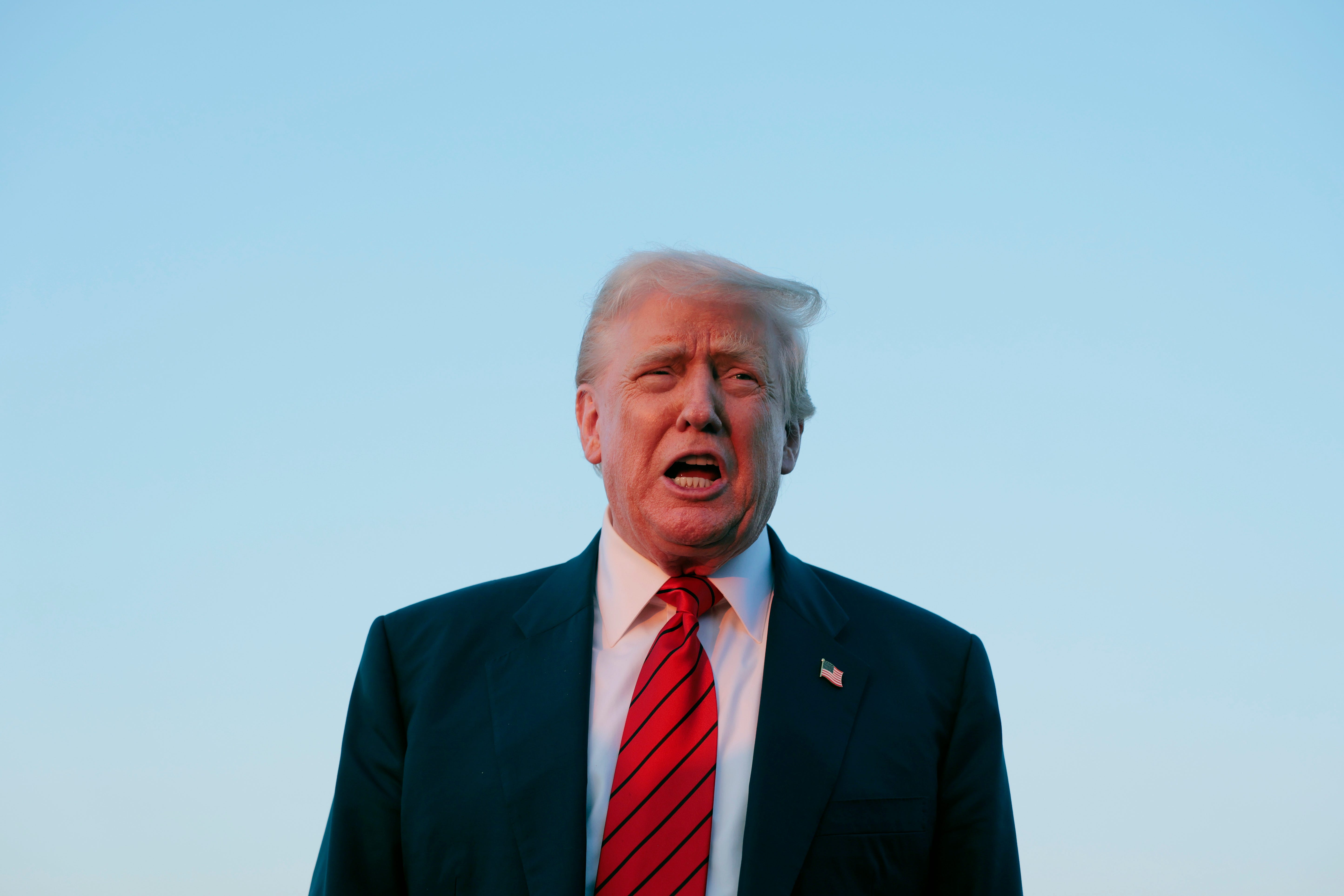 President Donald Trump speaking to reporters.