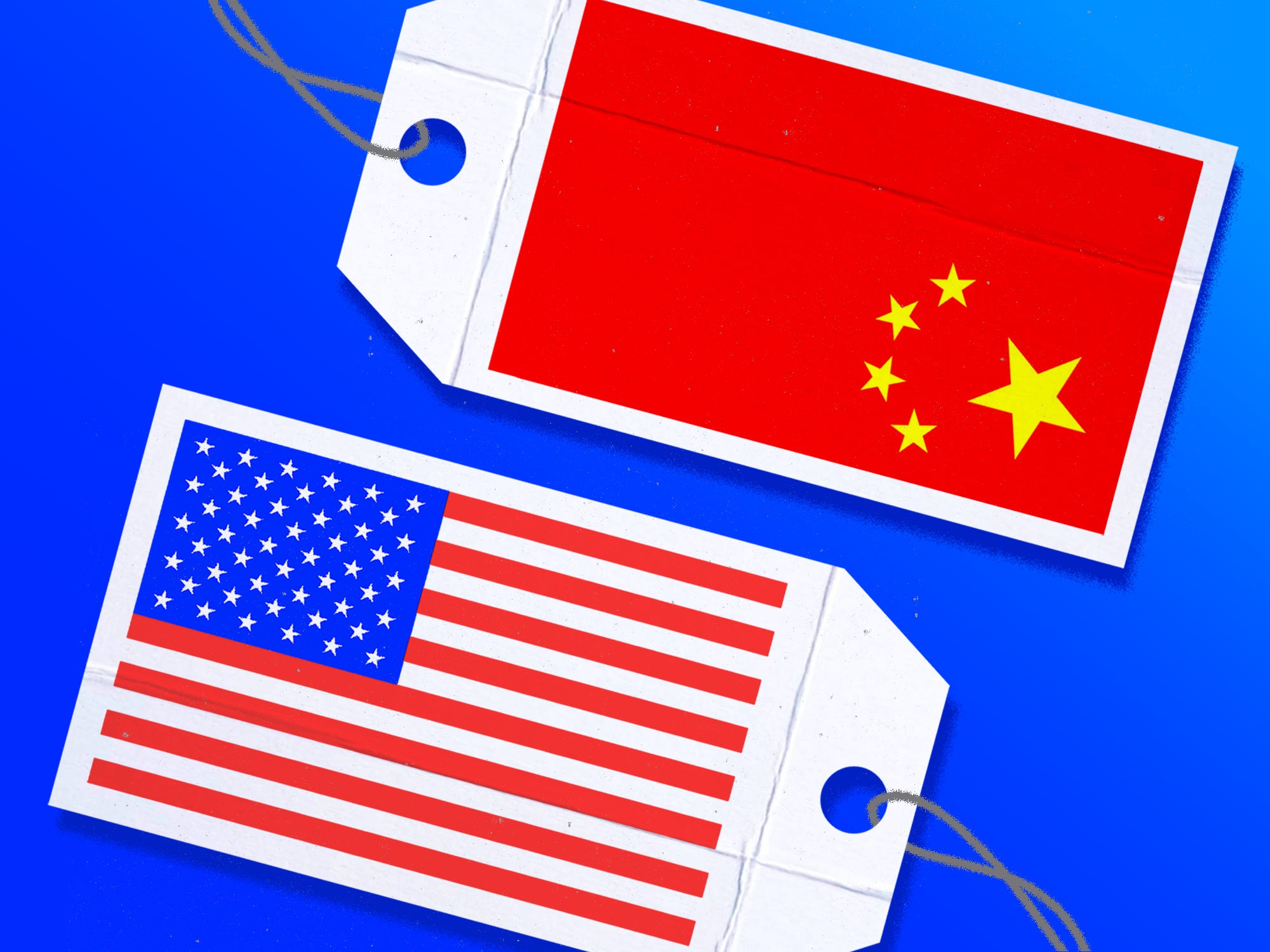 China (top) and USA flags on product tags.
