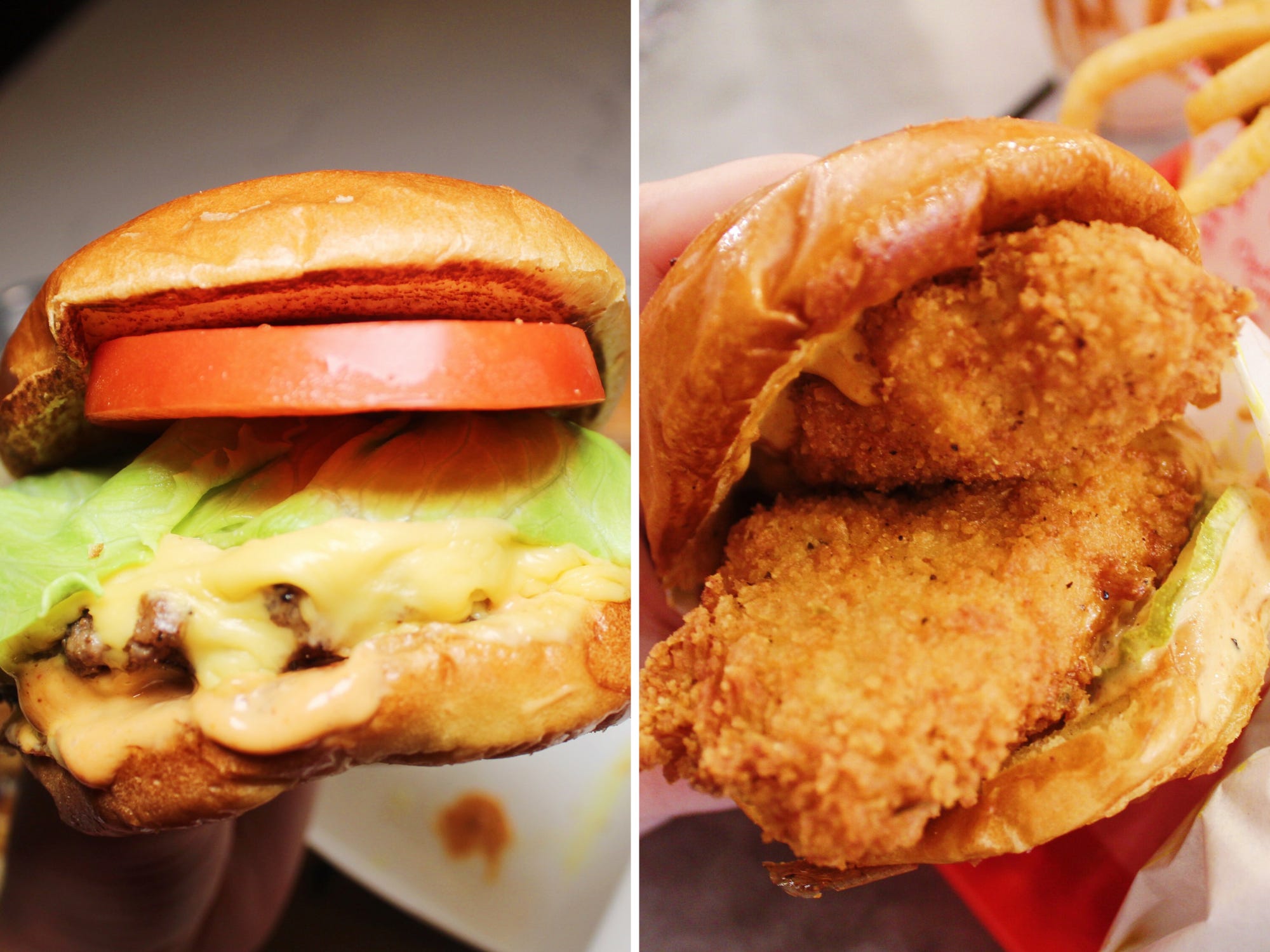 bobbys burgers palace cheeseburger and chicken guy chicken sandwich