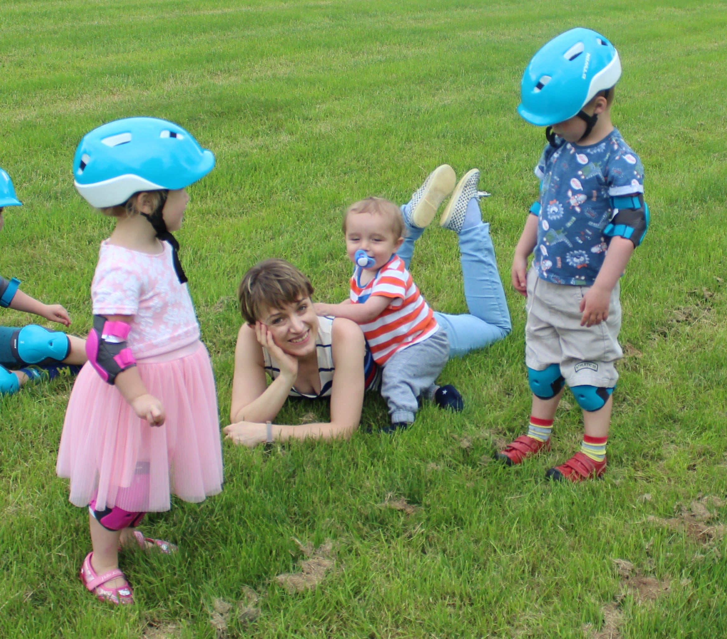 Mom playing with kids